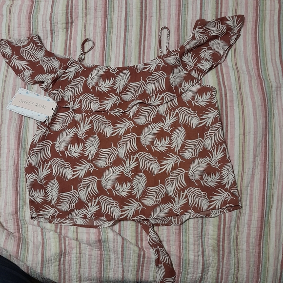 🙂 Sweet Rain women's top large brown and white - Picture 6 of 7